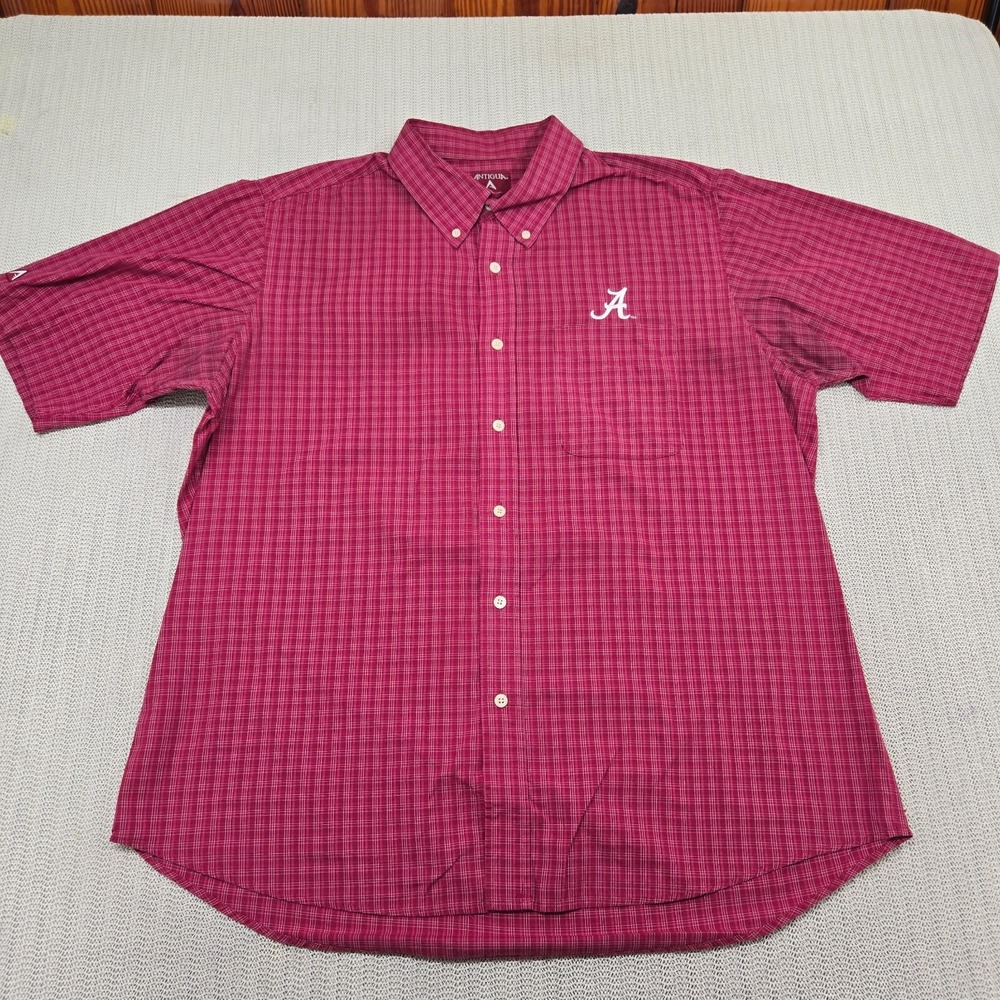 Alabama Crimson Tide Shirt Mens Extra Large Button Up Front Short Sleeve SEC